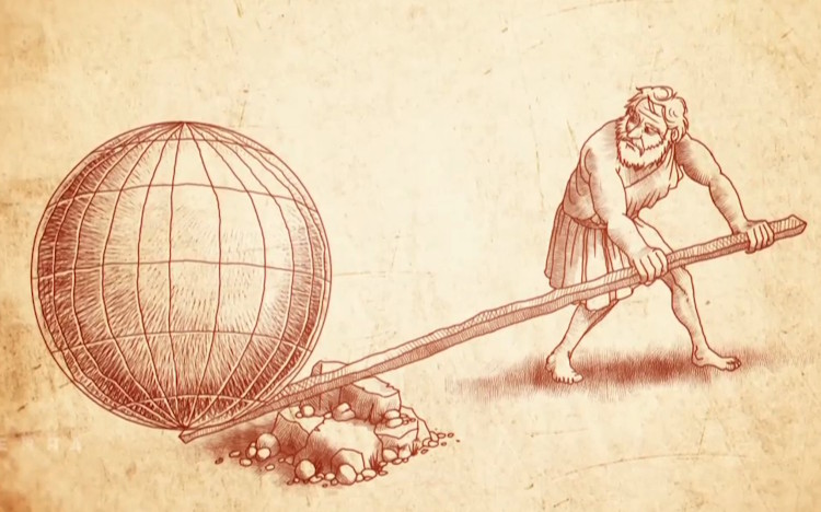 Archimedes moving earth with lever